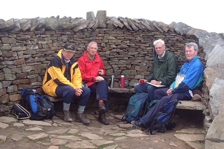 On the summit of Whernside, April 2004, - with Edward, Alan and Brian.
