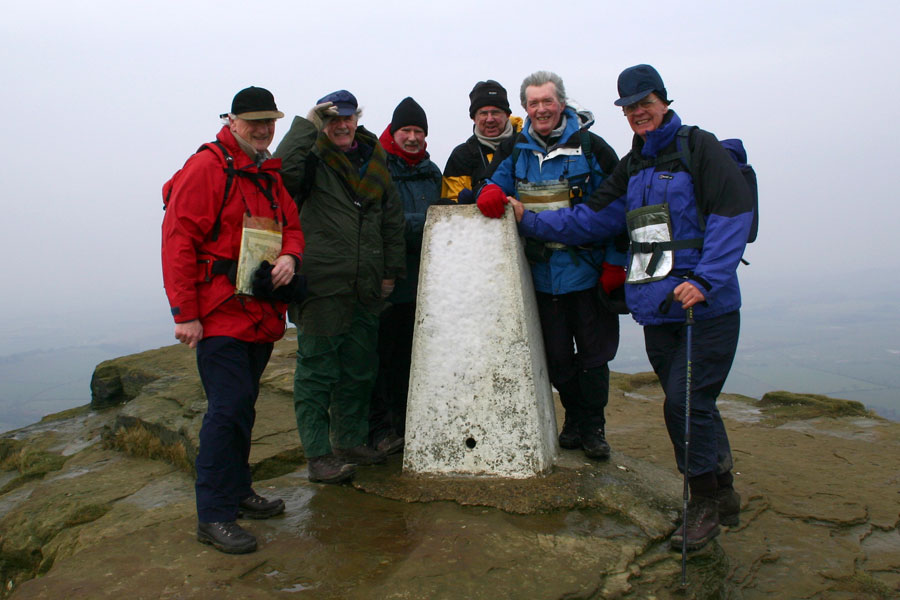 On Top of Roseberry Topping, with Bob, Cliff, Dave, Edward and Alan - March 2006