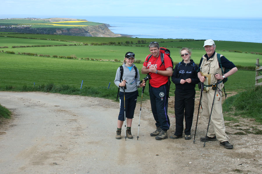 Brian with son Danny and grand-daughters Lucy (left) and Hannah (right)
near Runswick Bay, - April 2007. 